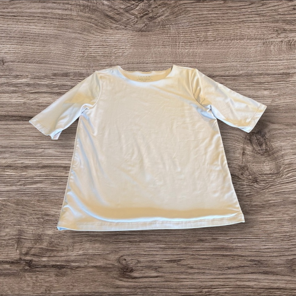 Tahari Modern Essentials Short Sleeve Stretch Top Salmon Pink Size Small